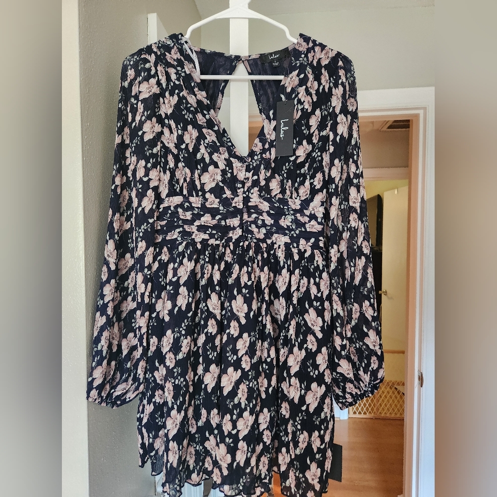 Longsleeve, open back mini dress NWT